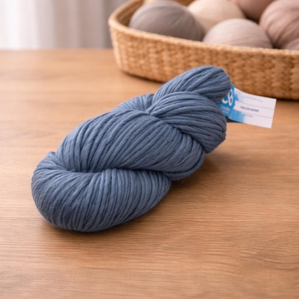 Cloudborn Highland Roving Yarn Dolphin Blue Super Bulky Wool